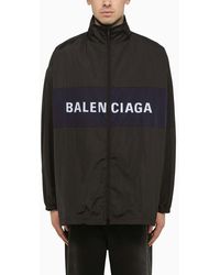 Balenciaga - Lightweight Black Nylon Jacket With Logo - Lyst