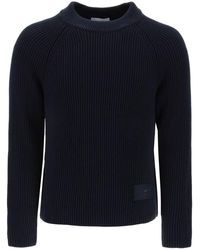 Ami Paris - Cotton And Wool Crew Neck Sweater - Lyst