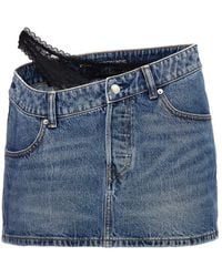 Alexander Wang - Asymmetric Waist Mini Skirt With Logo Insert - Lyst