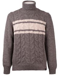 Fay - Wool Mouliné Cable-knit Turtleneck Sweater - Lyst