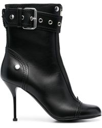 Alexander McQueen - Leather Heel Ankle Boots - Lyst