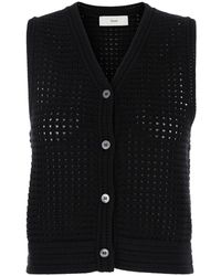 DUNST - Black Knit Vest With Buttons In Cotton Woman - Lyst