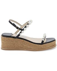 Jimmy Choo - Amatuus 60 Wedge And Pearl Sandals - Lyst