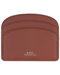 A.P.C. - Logo Detail Leather Card Holder - Lyst