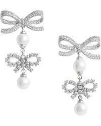 Self-Portrait - Colored Earings With Double Bow And Crystal Embellishments - Lyst