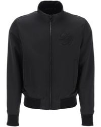Balmain - Technical Satin Bomber Jacket With Embroidered Logo. - Lyst