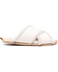 Forte Forte - Forte_forte Shierling And Leather Crossed Sandals Shoes - Lyst