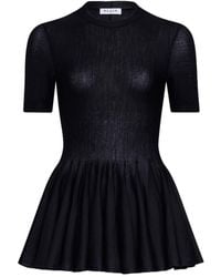 Alaïa - Ultra Fine Wool Merino Peplum Top - Lyst