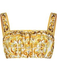 Dolce & Gabbana - Crop Top With Majolica Print - Lyst