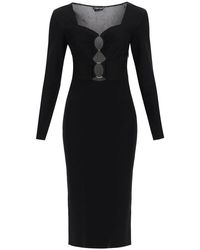 Tom Ford - Knitted Midi Dress With Cut Outs - Lyst