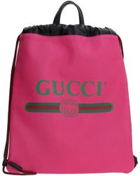 Gucci - Leather Logo Print Drawstring Backpack - Lyst