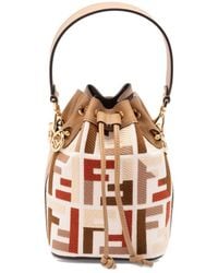 Fendi - Mon Tresor Canvas Bucket With Ff Embroidery Bags - Lyst