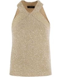 Fabiana Filippi - Cotton Knit Tank Top With Sequins - Lyst