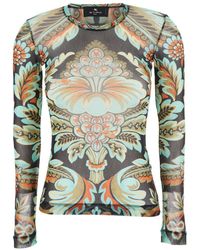Etro - V-Neck Top With All-Over Floral Print - Lyst
