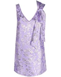 P.A.R.O.S.H. V-necked Mini Dress - Purple