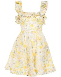 Zimmermann - Harmony Frilled Mini Dress With Citrus Garden Print - Lyst