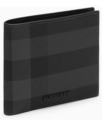Burberry - Check Pattern Grey Wallet - Lyst
