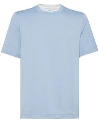 Brunello Cucinelli - Cotton Jersey Crew Neck T-Shirt With Faux-Layering - Lyst