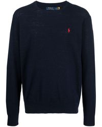 Polo Ralph Lauren - Cotton And Linen Blend Sweater With Embroidered Logo - Lyst