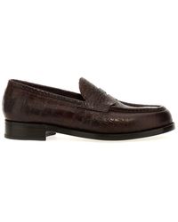 Lidfort - Croc Print Leather Loafers - Lyst