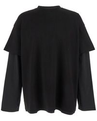 Jil Sander - Crewneck T-Shirt With Logo Lettering On The Rear And Layered Design - Lyst