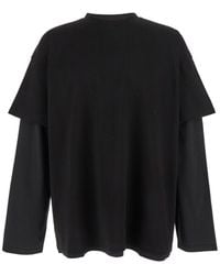 Jil Sander - Crewneck T-Shirt With Logo Lettering On The Rear And Layered Design - Lyst