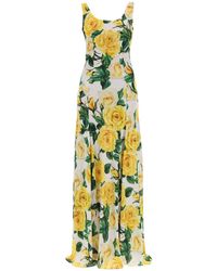 Dolce & Gabbana - Maxi Dress With Rose Print - Lyst