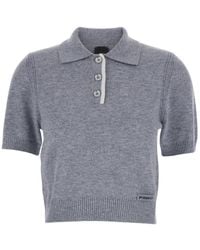 Pinko - Polo Shirt With Logo Patch On The Front And Ribbed Details - Lyst
