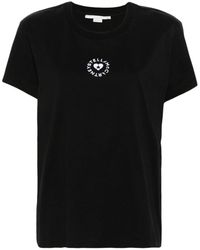 Stella McCartney - Cotton T-shirt With Front Printed Logo In Velvet Effect - Lyst