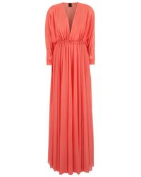 Pinko - Long Dress With Deep V-Neck - Lyst