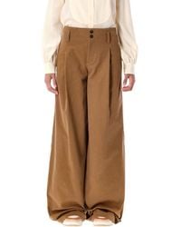Chloé - High-Rise Wide Leg Cotton Canvas Pants - Lyst