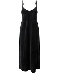 Plain - Midi Black Slip Dress With Spaghetti Straps Woman - Lyst