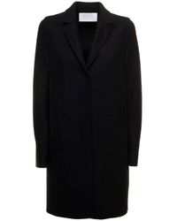 Womens Clothing Coats Long coats and winter coats Harris Wharf London Single-breasted Wool Coat in Black 