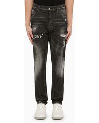 DSquared² - Black Washed Denim Regular Jeans With Wear - Lyst