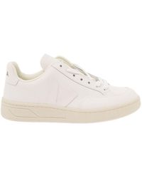 Veja - 'v-12' White Low-top Sneakers With Tonal Side Logo In Leather Woman - Lyst