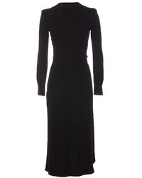 Elisabetta Franchi - Midi Dress With Logo And Insert - Lyst