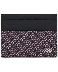 Ferragamo - Micro Hook-Print Hammered Leather Card Holder Accessories - Lyst