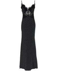 Self-Portrait - 'Polka Dot Satin Lace Maxi' Dress - Lyst