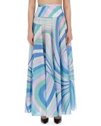 Emilio Pucci - Long Skirt With Iris Print - Lyst