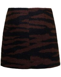Ganni - And Mini-Skirt With Zip And Zebra Print - Lyst