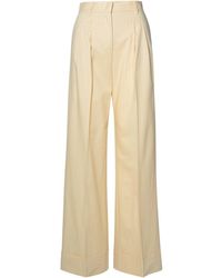 ANDAMANE - 'nathalie' Ivory Wool Blend Trousers - Lyst