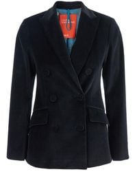 ..,merci - Black Double-breasted Jacket With Peak Revers In Velvet Woman - Lyst