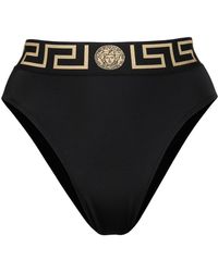Versace - Greca-trim High-waist Bikini Bottoms - Lyst