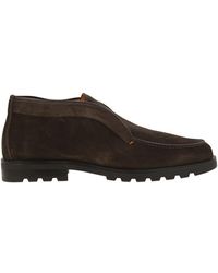 Santoni - Suede Ankle Boot Without Laces - Lyst
