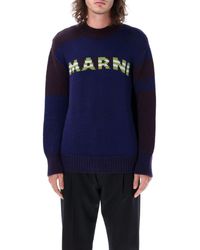 Marni - Mouliné Jumper With Striped Logo - Lyst