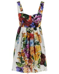 Dolce & Gabbana - Sleeveless Dress With Bustier Style Neckline And All-Over Floral Print - Lyst