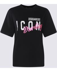 DSquared² - Black, White And Pink Cotton T-shirt - Lyst