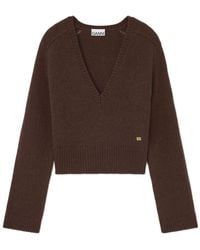 Ganni - Vneck Sweater - Lyst