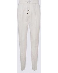 Brunello Cucinelli White Linen And Cotton Blend Track Pants