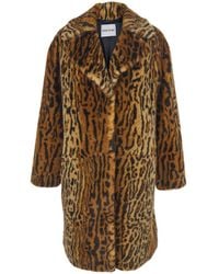 Stand Studio - 'Camille' Coat With Wide Notched Revers And All-Over Leopard Motif - Lyst